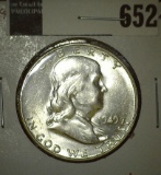 1949-S Franklin Half Dollar, AU, value $25