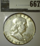 1962 Franklin Half Dollar, AU, value $12
