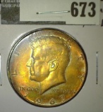 1967 Kennedy Half Dollar, BU crazy toned, value $12