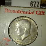 1976 Bicentennial Kennedy Half Dollar, BU, promotional gift from Chick-fil-A, in 2x2 from 1976 with