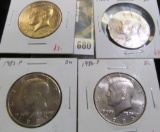 4 Kennedy Half Dollars, 1977-D, 1982-P (tough date in BU), 1983-P (tough date in BU) & 1986-P, all B