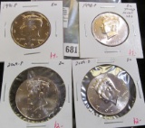 4 Kennedy Half Dollars, 1991-P, 1998-P, 2009-P & 2009-D, all BU, group value $11