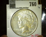 1922-S Peace Dollar, AU/BU, value AU $33, UNC $50