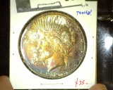 1923-S Peace Dollar, AU toned, nicely toned Peace Dollars are not commonly encountered, value $35+