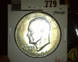 1971 Eisenhower Dollar, BU toned, nice example, value $10