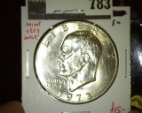 1973-D Eisenhower Dollar, BU, from Mint Sets only, value $15