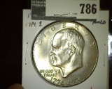 1976-D type 1 Eisenhower Dollar, BU toned, nice example, value $10