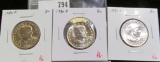 3 Susan B Anthony Dollars, 1980PDS, all BU from Mint Package cello, group value $18