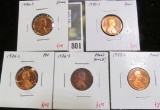 5 Proof Lincoln Cents, 1970-S, 1973-S, 1974-S, 1976-S toned & 1977-S, group value $8+