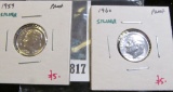 2 Proof 90% Silver Roosevelt Dimes, 1959 & 1960, value for pair $10