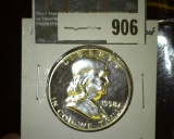 1958 Proof 90% Silver Franklin Half Dollar, value $25