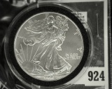 1996 American Silver Eagle, BU in capsule, lowest mintage business strike (non-proof) issue, value $