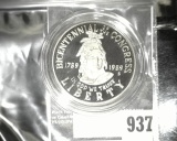 1989-S US Congress Bicentennial Commemorative Half Dollar, Proof in capsule, value $10