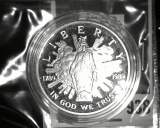 1989-S US Congress Bicentennial Commemorative Silver Dollar, Proof in capsule, value $30