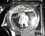 1992-P Columbus Quincentenary Commemorative Silver Dollar, Proof in capsule, value $35