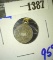 Civil War Era 1861 Silver Three Cent Piece In A Bezel