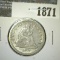 1877 P U.S. Seated Liberty Quarter.