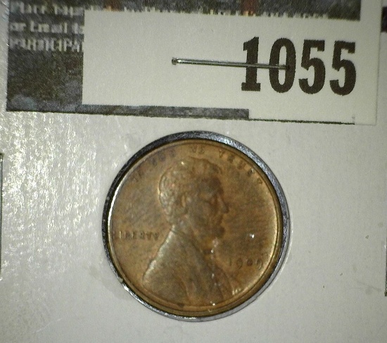 1909 P VDB Lincoln Cent, Red AU.