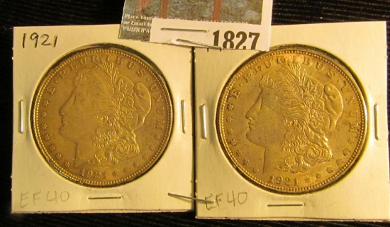 Pair of 1921 P Morgan Silver Dollars.