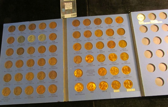 1941-62 Lincoln Cent set in a blue Whitman folder. No double dies or varieties. Some AU to BU.