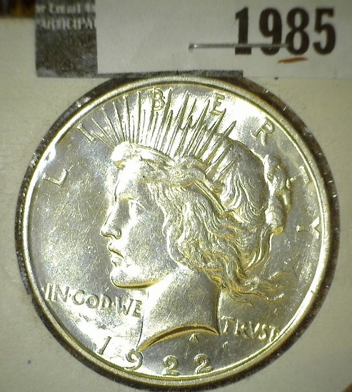 1922 D U.S. Peace Dollar, Nice High Grade