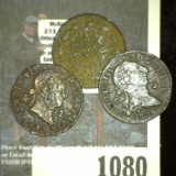 (3) Old Spanish Maravedis Copper or Bronze Coins.