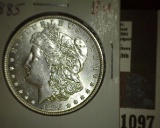 1885 P Morgan Silver Dollar, Brilliant Uncirculated.