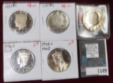 1984 S, 85 S, 89 S, 96 S & 98 S Proof Kennedy Half Dollars.