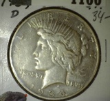 1934 D U.S. Peace Silver Dollar.