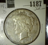 1927 D U.S. Peace Silver Dollar.