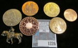 Interesting group of Medals and etc. including Baseball related; and a metal horse with rider.