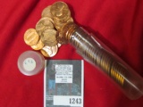 1969 S BU Roll of Lincoln Cents in a plastic tube.