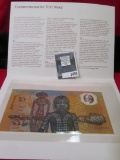 Australia Commemorative Ten Dollar Note With An Aborigine With A Holagram Of Captain Cook In The Rig