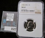 1966 Jefferson Nickel From A Special Mint Set Graded Ms 67