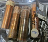 Includes some Solid Date Rolls Of Memorial Cents: 1959P, 1960D, 65 P, & a mixed roll of circulated e