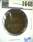 Masonic One Penny Token That Has A Swastika On The Reverse