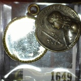 Vintage Locket With A Small Mirror.  On The Front It Has A Bust And The Name Jeanne Of Arc 1943.  I