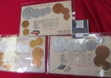 (3) Post Cards Embosed With Coin designs, Spain, Portugal &  New Guines. Doc has these Priced at $28
