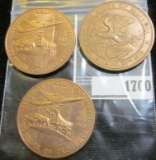 (3) 1818-1968 Illinois Sesquicentennial 150 Years of Progress Medals, all bronze, EF-AU.