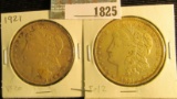 Pair of 1921 P Morgan Silver Dollars.