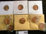 1944P, 48P, 55S, 60P & D small date variety, 62P, & (2) 62 D Lincoln Cents. All BU.