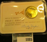 Gold-plated Sterling Silver Charter Member Franklin Mint Medal 