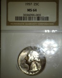 1957 P Washington Quarter NGC slabbed MS 64.