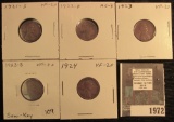 1921S VF, 22D AG, 23P VF, 23S VF, & 24P VF Lincoln Cents, all scarcer dates in these grades.