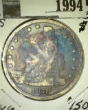 1878 S U.S. Trade Dollar, toned.