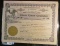 September 7th, 1920 Stock Certificate for 10 Shares 