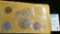 1960 Five-piece U.S. Proof Set, coins are loose with original cellophane.