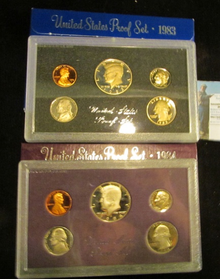 1983 S & 84 S U.S. Proof Sets, in original boxes.