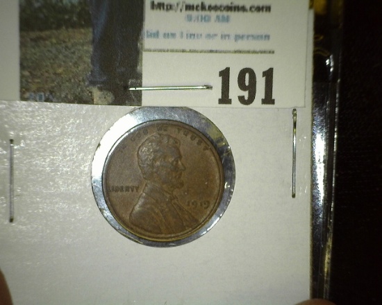 1919 P Lincoln Cent, Brown AU.