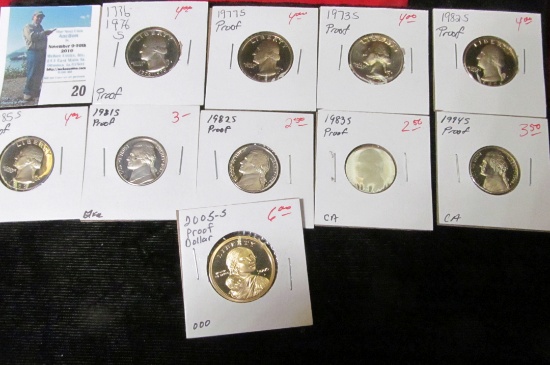 (10) different U.S. Proof Singles from Nickels to Dollars.